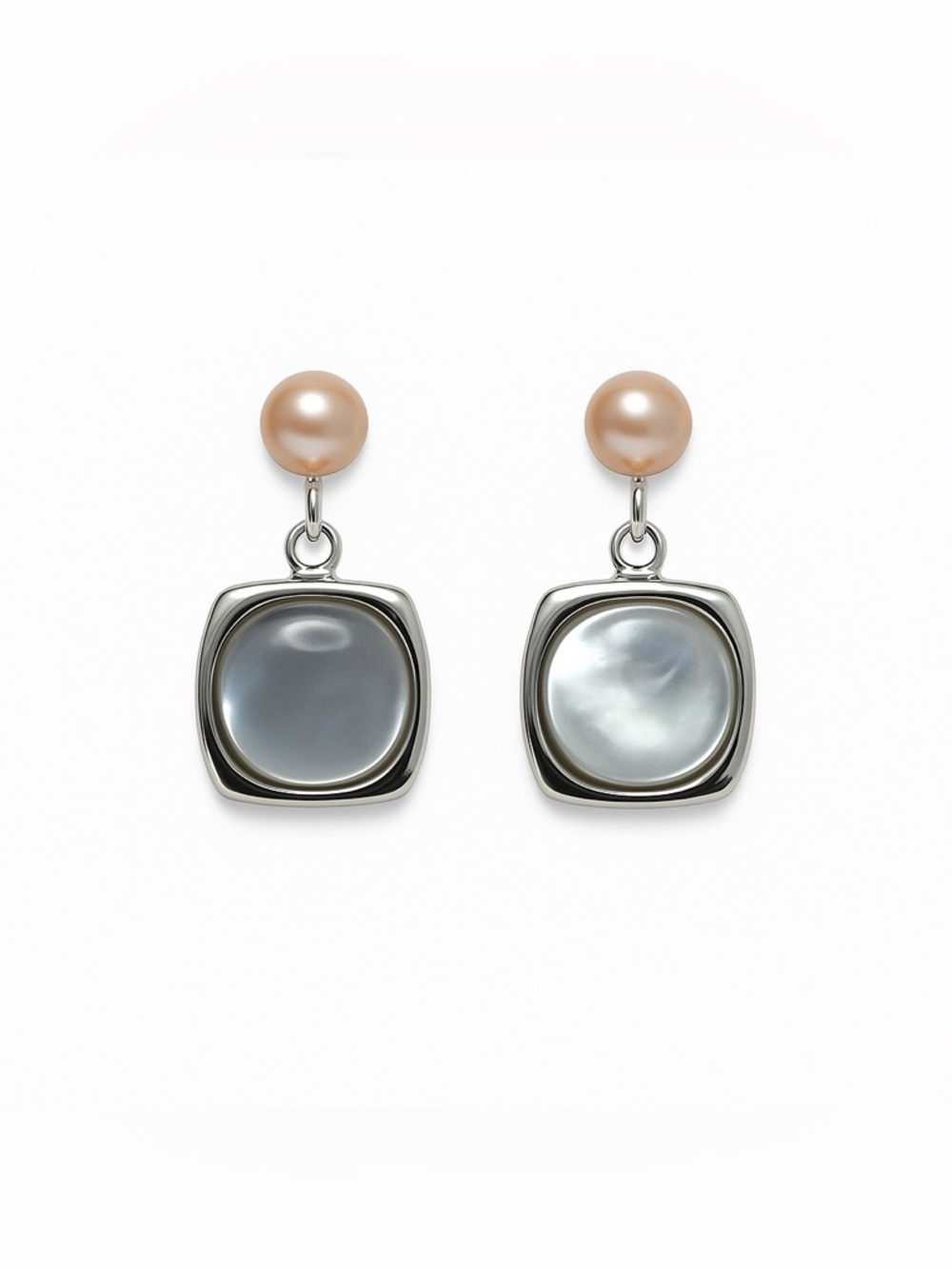 Freshwater Pearl & Mother of Pearl Dangle Stud Earrings